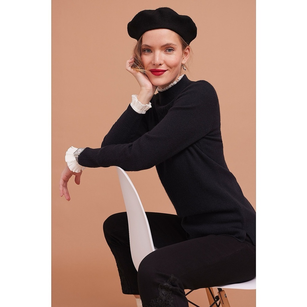 NEW Isaac Mizrahi Live! Classic Wool Beret, Black, S/M